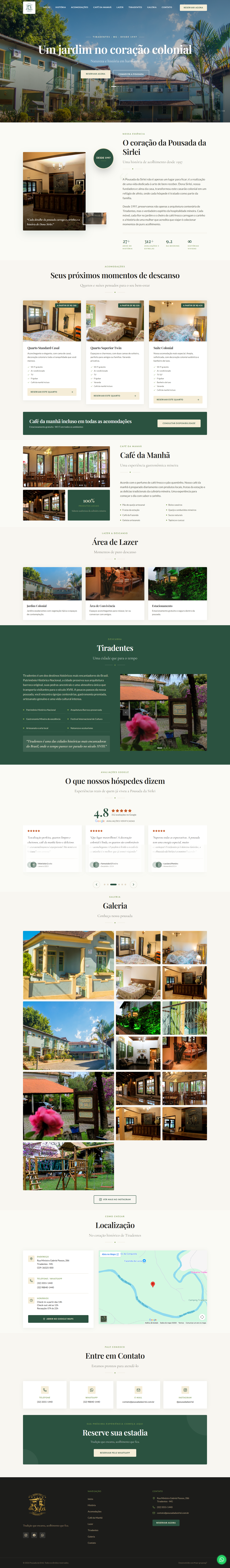 Screenshot real de site para pousada criado pela plataforma Site para Pousada — Pousada da Sirlei